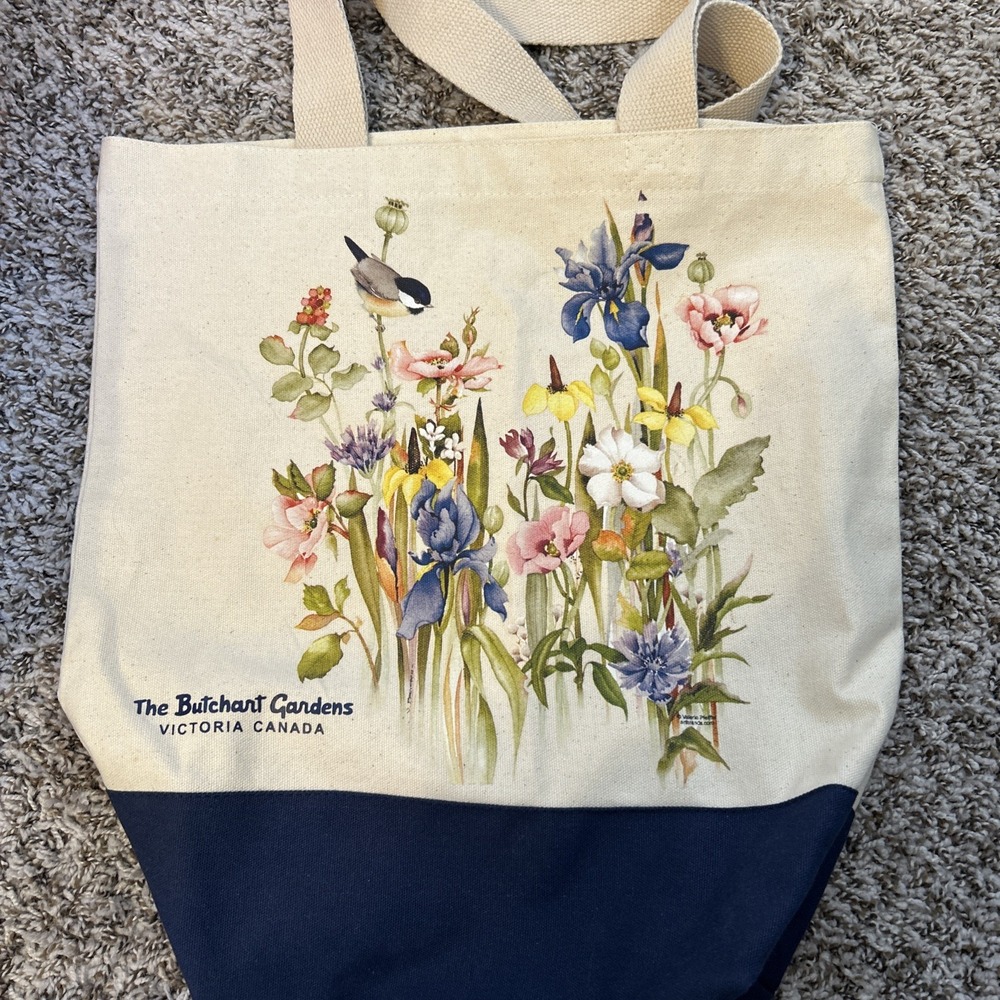 The Butcher Gardens Victoria Canada Iris Bird Cotton Canvas Tote Reusable bag